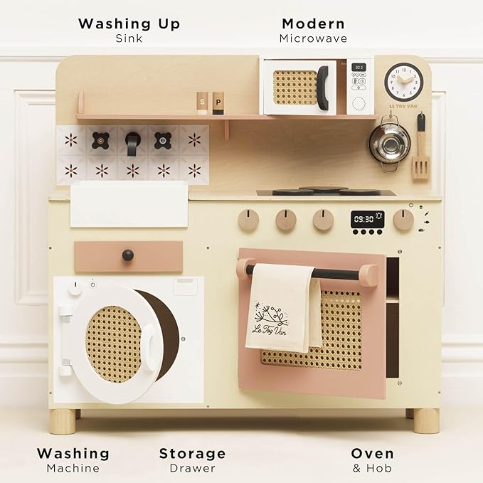 Le Toy Van – Large Wooden Kitchen Furniture Set | Grand Kitchen Cabinet and Appliance Pretend Play Set – Suitable for 36+ Months