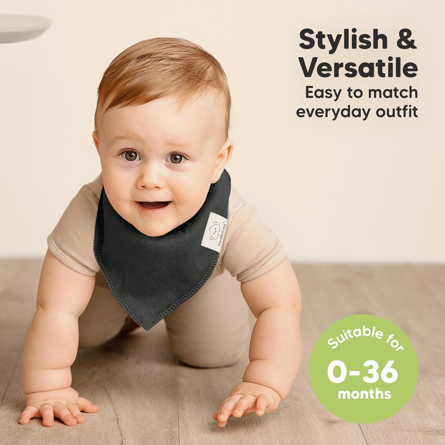 8-Pack Organic Baby Bandana Bibs for Boys, Girls - Super Absorbent Triangle Baby Bibs for Drooling and Teething Infant, 100% Cotton Extra Soft for Newborn, Infant 0-36 Months (Hunter)