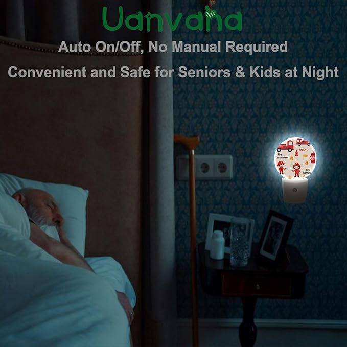 Fireman Night Light Firefighter Fire Alarm Fire Truck Safety Night Lights Plug into Wall 0.5W LED Lighting Auto on/Off for Hallway Stairway Kitchen Bedroom