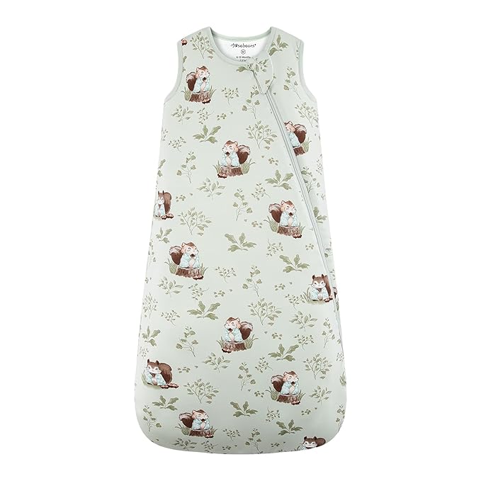 Mosebears Unisex Rayon Made from Bamboo Sleep Sack with 2-Way Zipper,2.5 Tog Baby Winter Sleep Sack(Green Animal,18-36 Months)