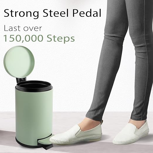 TIPGO Small Trash Can with Lid Soft Close, 4.5 Liters / 1.2 Gallon Bathroom Garbage Can, Mini Step Trash Bin, Stainless Steel Wastebasket for Bathroom, Bedroom, Office (Green)