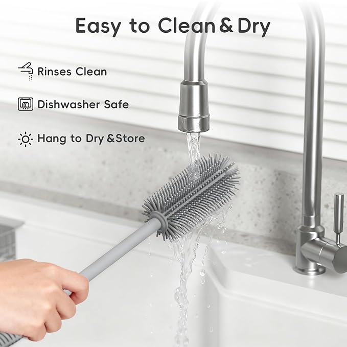 Silicone Cleaning Brush Kit,Water Bottle and Straw Cleaner Brush Set for Tumbler,Baby Bottle,Breast Pump Part,Nipple,Sippy Cup,Glass,Dishwasher Safe,BPA Free,3 Pcs