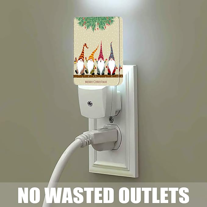 Christmas Santa Claus Dusk to Dawn Night Light, Auto Sensor Lamp Home Indoor Stairway Kitchen Corridor, Night Lights Plug into Wall Decor, Boys Girls Women Men Room Gifts