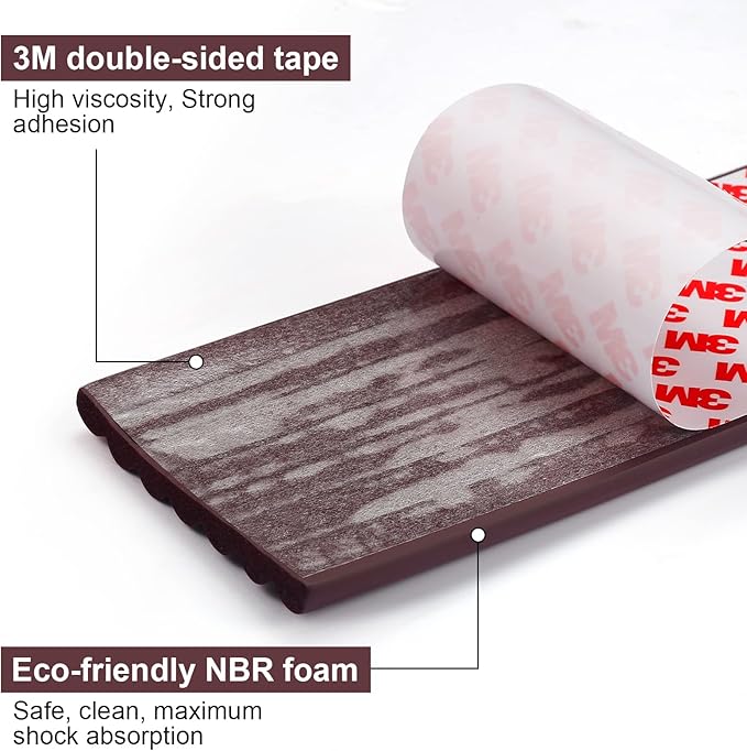 Upgrade Baby Proofing Edge Corner Protector, 16.4ft Edge Guards Padding with 3M Adhesive, Extra-Wide Soft Rubber Foam Padding, Furniture,Sharp Edge Safety Corner Edge Bumper Guard- Brown