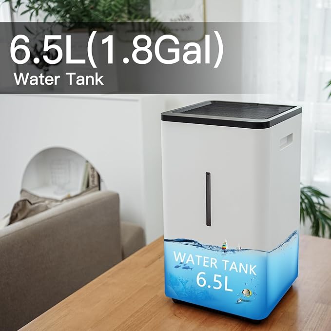 Evaporative Humidifiers |6.5L(1.8Gal) Tank for Whole Room Humidifier | 30 W Cool No Mist Humidifiers | 7 Speed | MAX Output 1500 ml/h | Auto Humid | Top Filling | White