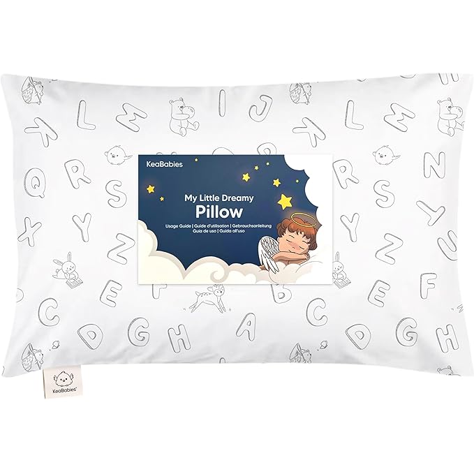Toddler Pillow with Pillowcase - 13x18 My Little Dreamy Kids Travel Bed Pillows for Sleeping, Organic Cotton Small Pillowcase, Soft & Breathable, Machine Washable, Toddlers 2-5 Years Old (ABC Land)