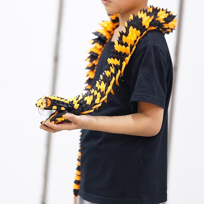 47.5inch Super Large 3D Printed Snake Models,Movable Teeth,Flexible Joint Animal lacertid Figurines, Stress Relief, Fidget restlessness, ADHD Toys, Surprise Fantasy Gifts (BO/47.5inch)