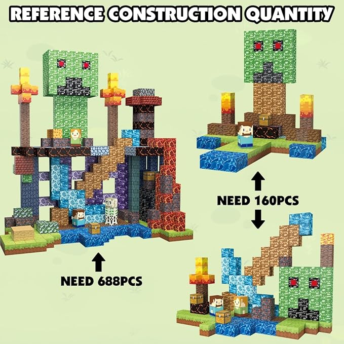 160 PCS Magnetic Blocks Building Toys, Build 3D Magnetic Building Blocks Set for Kids Ages 3+, Magnet Blocks STEM Sensory Educational Christmas Birthday Gifts Construction Toys