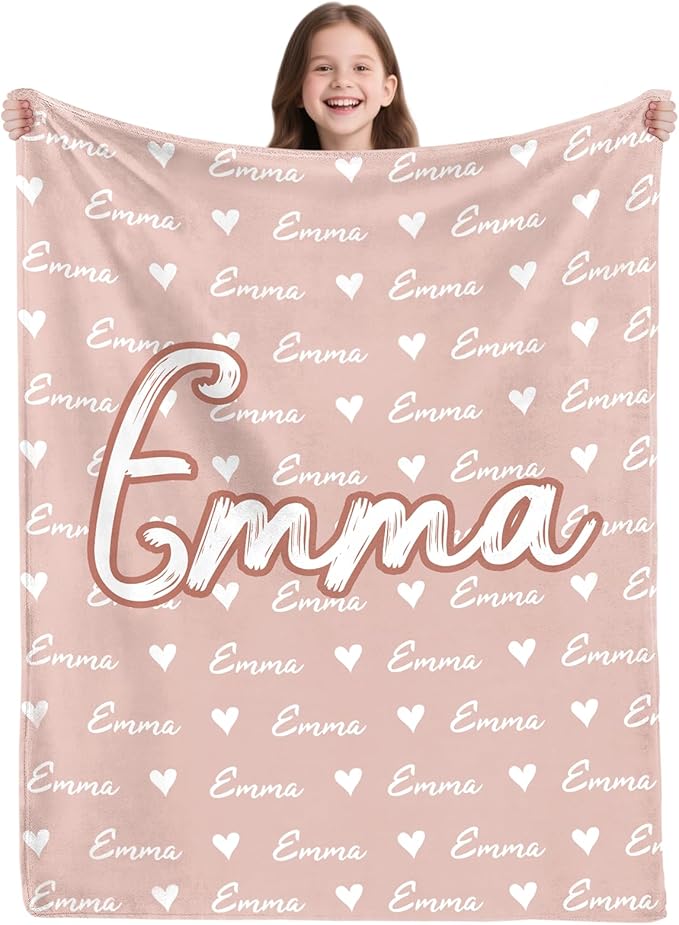 Custom Blanket with Name,Personalized Blankets for Kids Adult Boys Girls,Flannel Customized Blankets Throw for Boys Girls