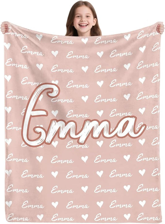 Custom Blanket with Name,Personalized Blankets for Kids Adult Boys Girls,Flannel Customized Blankets Throw for Boys Girls