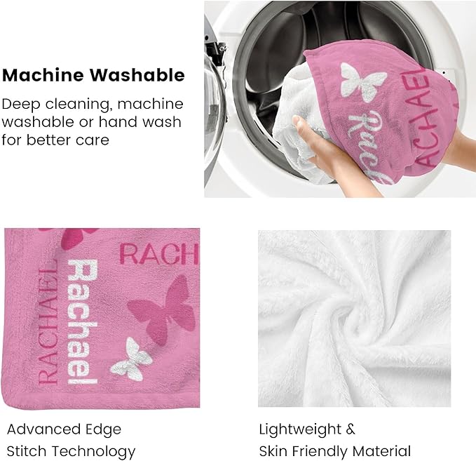 Personalized Throw Blanket with Name Custom Blankets Customized Baby Blanket for Girls Kids Adult Birthday Gift