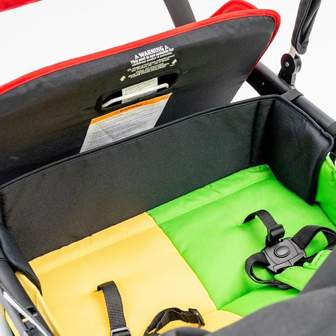 Familidoo H4E Quad Stroller Wagon for Kids, 4-Seater Daycare Baby Stroller with 5-Point Safety Harness, Lightweight & Foldable with All Reclining Seats, Double Canopy & Rain Cover – All-Terrain Wheels