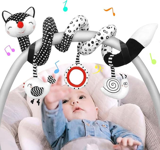 Car Seat Toys Black and White High Contrast Baby Toys for Newborn, Stroller Toys Newborn Toys Infant Toys for 0 3 6 9 12 Months Girls Boys, Baby Toys 0-6 Months for Crib Mobile Best Gift