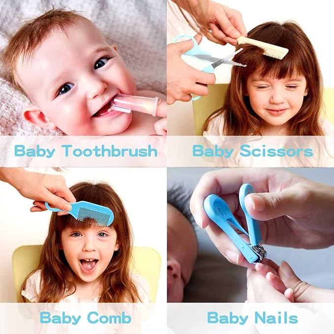 Baby Grooming Kit, Infant Safety Care Set with Hair Brush Comb Nail Clipper Nasal Aspirator,Baby Essentials Kit for Newborn Girls Boys