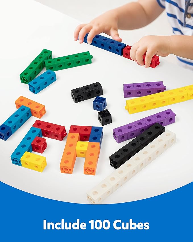 Coogam Math Manipulatives, Math Game for Kids 3-8 with Number Counting Snap Linking Cube, 1st Grade Math Flashcards Toy Gift for Preschool Learning