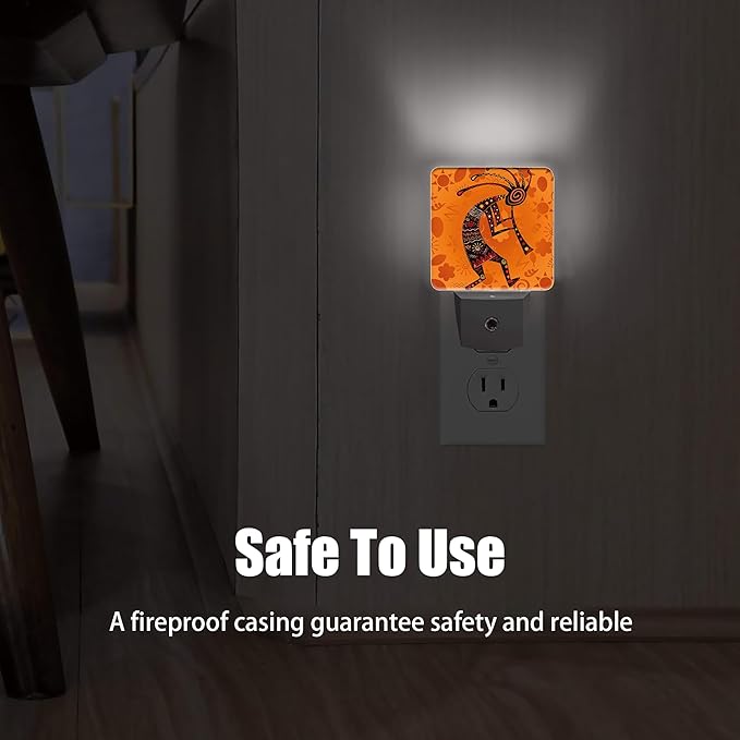 Ethnic African Deity Night Light, Kokopelli Plug into Wall with Dusk to Dawn Light Sensors, Warm Nightlights for Bedroom, Bathroom,Hallway, Kitchen, Gifts Ideal for Boys Girls Women Men