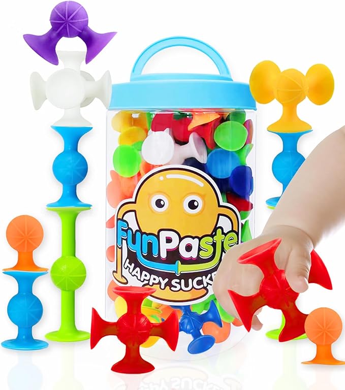 Suction Bath Toys for Baby, 24 Piece Starter Set Suction Cup Toys Preschool Sensory Fidget Toys for Toddlers 1-3 4-8 | No Hole Bath Toy | BPA Free Bath Toys (Large Size)
