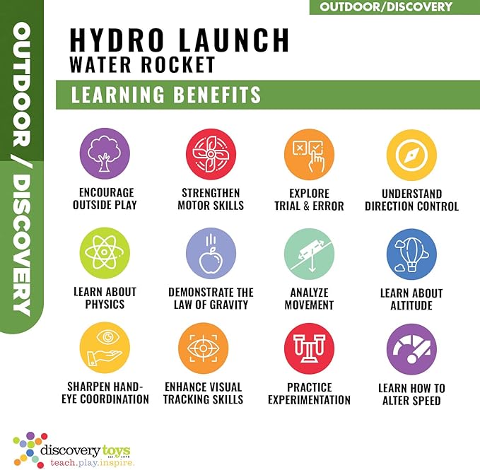 Discovery Toys Hydro Launch Water Rocket Outdoor Sprinkler Toy w/Hand Throttle Control | Kid Powered Learning | STEM Educational Toy Learning & Childhood Development 5 Years and Up | Summer Toy