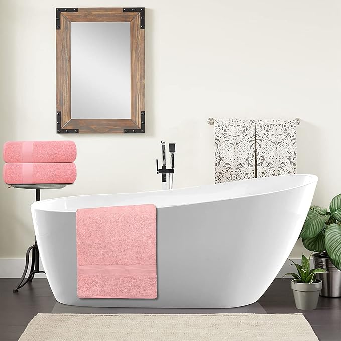 100% Cotton Luxury Bath Sheets - Pack of 2 (35" x 70") | Super Soft, Quick-Dry & Highly Absorbent Towels for Bathroom, Home, Spa & Gym (Pink)