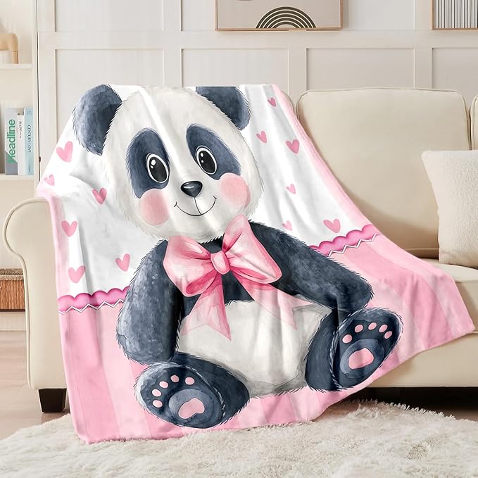 Personalized Baby Blanket for Girls, Custom Baby Blanket with Name, Soft Cozy Personalized Name Blankets for Kids, Customized Panda Blanket for Infant Toddler Birthday Christmas