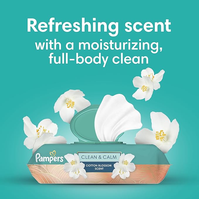 Pampers Wipes, Clean & Calm, Cotton Blossom Scent, 672 Wipes Total (12X Pop-Top Packs)