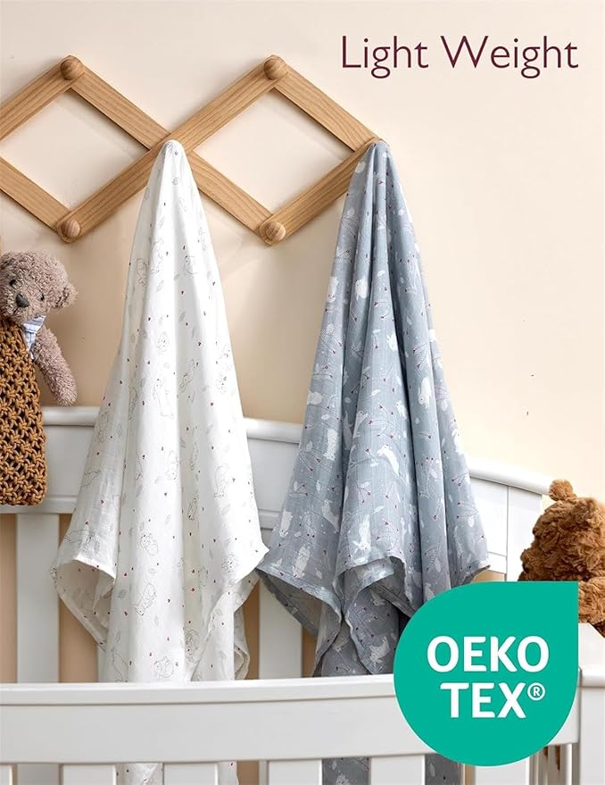 Momcozy Muslin Swaddle Blankets, Ultra Soft Neutral Baby Essentials Must Haves Registry Search, Breathable Large 47'' x 47'' Newborn Boys Girls Swaddle Receiving Blanket, Sugar Bowl Bunny