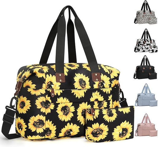 Travel Duffle Bag, Waterproof Weekender Overnight Hospital Bags for Women Men with Toiletry Bag Lightweight Carry on Personal Item Duffle Gym Bag for Travel, Airplanes, Sports