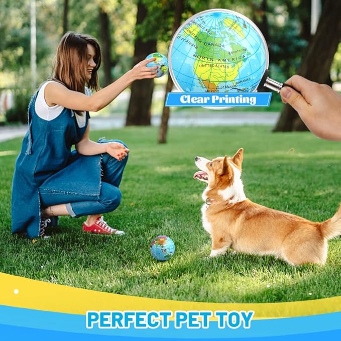 Mini Earth Soft Squishy Ball 3 Pack - 3.7 Inch Foam Globe Stress Balls for Boys Girls- Educational Geography Squishies Toys- Squeeze Sensory Learning Toy World Map for Kids Adults