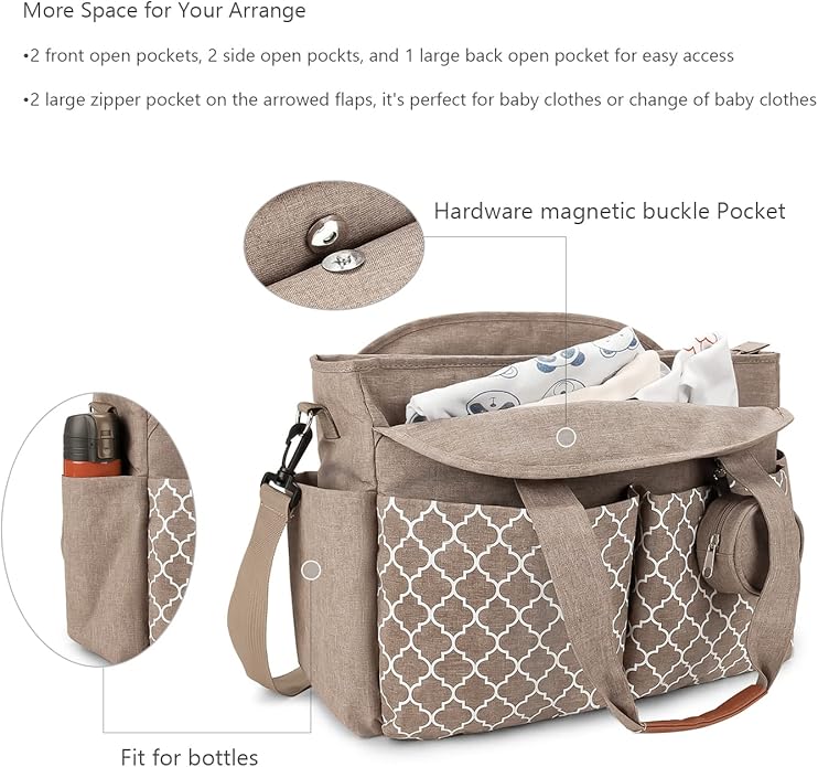 Lmbabter Diaper Bag Tote with Changing Station Upgrade Multi-Function Baby Bag with Adjustable Shoulder Strap