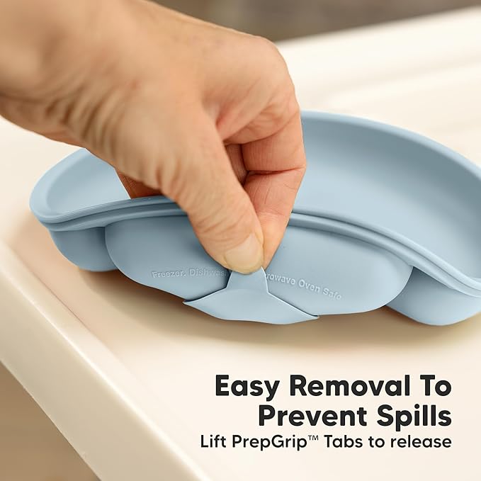 KeaBabies Suction Plates for Baby, Toddler - 3-Pack 100% Silicone Toddler Plates with Suction, Divided, BPA-Free Baby Led Weaning Essentials for Kids, Dishwasher, Microwave Safe, Durable (Alps)