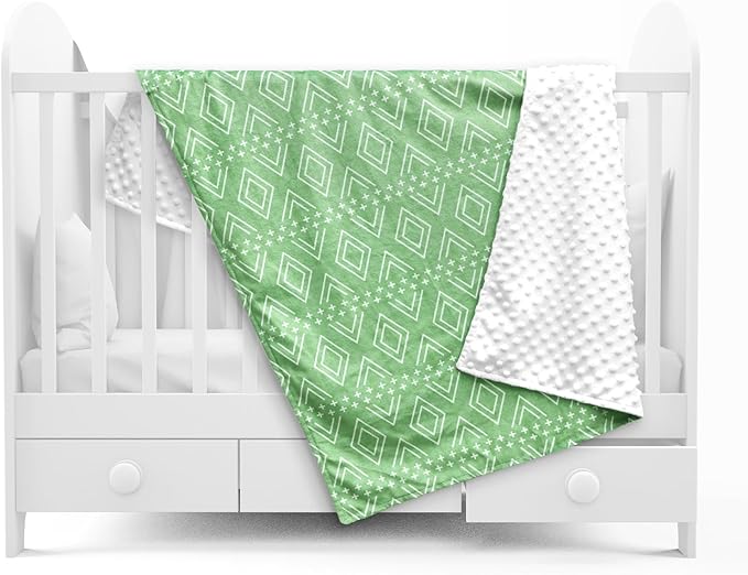 TANOFAR Baby Blankets for Unisex Boys Girls, Ultra Soft Minky Blanket with Double Layer Dotted, Breathable and Lightweight Receiving Blanket for Newborns, 30x40 Inches, Green