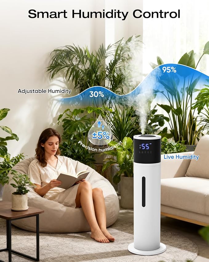 13L Humidifier Large Room, 100H Runtime 28 dB Quiet Cool Mist Air Humidifiers for Bedroom, Baby Nursery, Living Room
