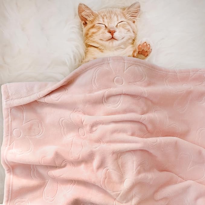 BORITAR Baby Blanket for Girls Ultra Soft Cozy Fleece Baby Blankets, Warm and Lightweight Toddler Blanket with Elegant Floral Printed for Bed Stroller Crib Travel, 30x40 Inch, Pink