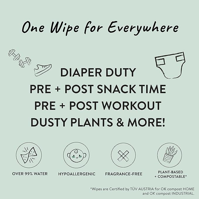 The Honest Company Clean Conscious Multi-Use Wipes Hypoallergenic and Unscented for Sensitive Baby Skin Over 99% Water Compostable Plant Based Baby Wipes Rainbow 60 Count