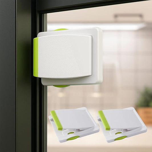 Sliding Door Lock, 2 Pack Child Safety Sliding Closet Door Lock for Windows, Glass Doors & Sliding Closets, Child Proof Window Locks for Child & Pets, Strong Adhesive & Easy to Install, No Tool Needed