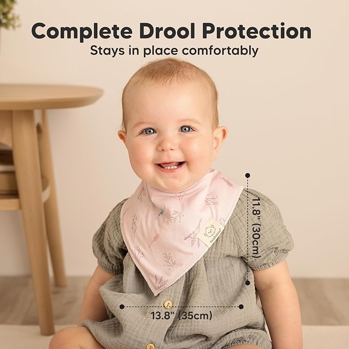 8-Pack Organic Baby Bandana Bibs for Girls - Super Absorbent Triangle Baby Bibs for Drooling and Teething Infant, 100% Cotton Extra Soft for Newborn, Infant 0-36 Months (Sweet Charm)