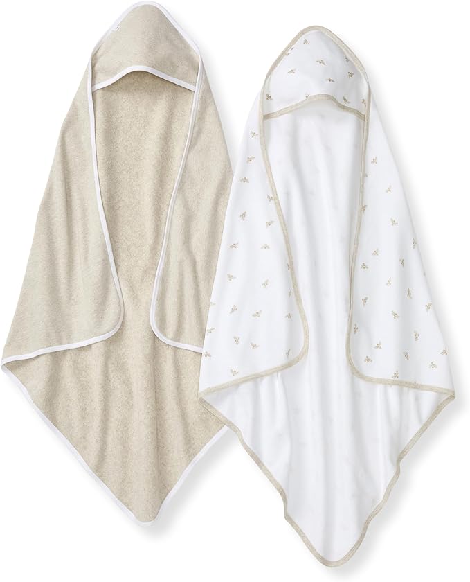 Burt's Bees Baby Hooded Towels, Absorbent Knit Terry, Super Soft Single Ply, 100% Organic Cotton