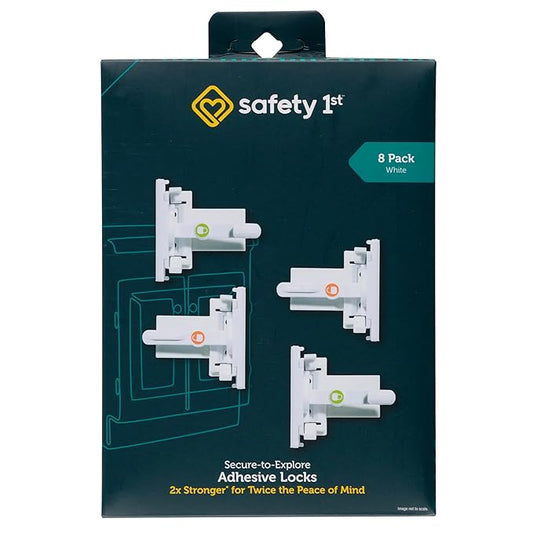 Safety 1st - Secure-to-Explore Adhesive Cabinet Locks Baby Proofing, Child Locks for Cabinets and Drawers (8 Locks), White