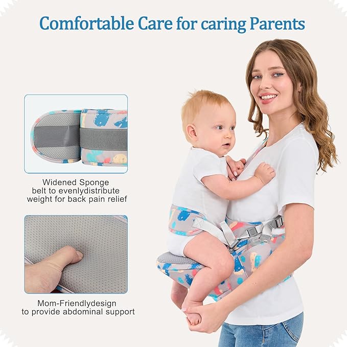 Baby Hip Seat Carrier Baby Waist Stool for Child Infant Toddler with Adjustable Strap Buckle Pocket Soft Inner Huge Storage,Light Grey