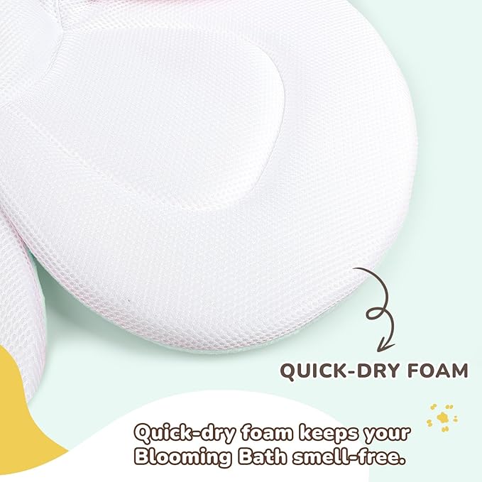 Baby Bath Pad for Infant Bathtub Sink, Non-Slip Flower Bathtub for Infants 0-6 Months, Soft Baby Sink Bath Cushion for Babies Bath Time, Newborns Bath Essentials Must Haves-Bee