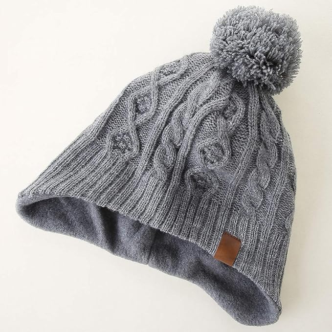 LMLALML Boys Winter Hat Earflap Knitted Beanie for Kids Warm Fleece Lined Thicken Hat for Baby