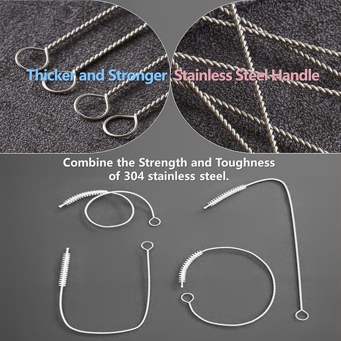 Straw cleaner brush straw brush for 40 oz stanley straw cleaner brush extra long 12 inch, Nylon Stainless steel small cleaning brush(8 colorful brush set)