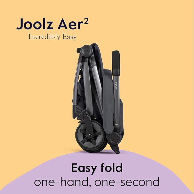 Joolz Aer2 Lightweight Travel Stroller for Baby & Toddler – Ultra-Compact One-Hand Foldable Stroller, Reclining Seat, UPF 50+ Canopy, Adjustable Leg Rest, Carry-On & Airplane Approved (Stone Grey)