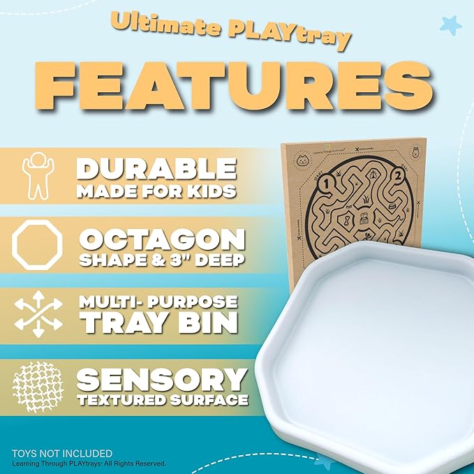 White Tuff Tray for Kids, Sensory Play Tray with Textured Surface, Sand and Water Table, Sensory Bin for Toddlers