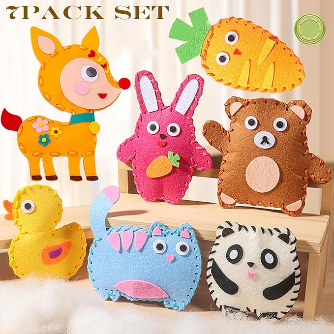 Eubeneortho Sewing Kit for Kids,Felt Animals Sew Craft Kit for Beginners,Fun and Educational Kids DIY Projects Craft and Sew Set Gift for Ages 6+ Girls, Boys, Learn to Sew