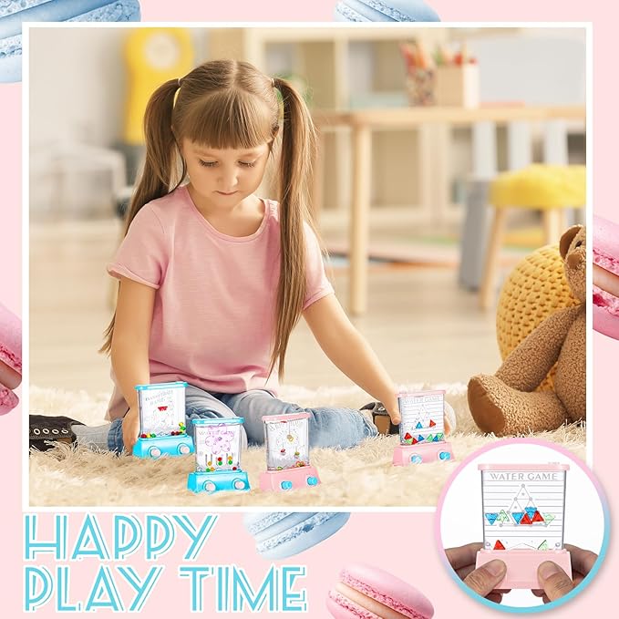 Sumind 10 Pieces Handheld Water Game for Kids Mini Water Ring Toss and Basketball Hoop Toy 90s Retro Mini Games for Goodie Bags Stuffers Birthday Return Gifts Classroom Rewards(Pastel,Lively Style)