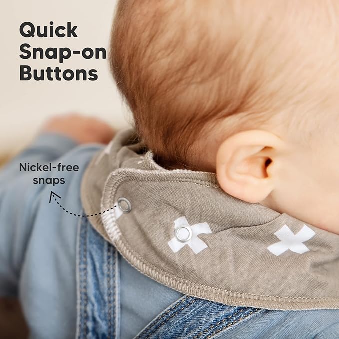 8-Pack Organic Baby Bandana Bibs for Boys, Girls - Super Absorbent Triangle Baby Bibs for Drooling and Teething Infant, 100% Cotton Extra Soft for Newborn, Infant 0-36 Months (Grayscape)