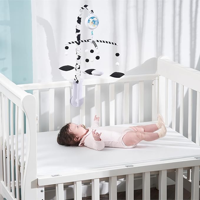 Montessori Mobile Baby for Crib (TINITIGIES) - Black and White Mobile Give Visual Stimulation to Engage Your Newborn - Baby Crib Mobile for Boys & Girls - Baby Mobile for Crib
