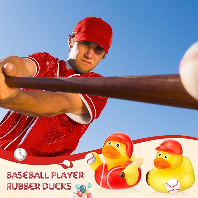 Deekin 48 Pcs Rubber Duck 2 Inch Bulk Sport Party Favors for Birthday Party Decorations Club Player Gift (Baseball Player)