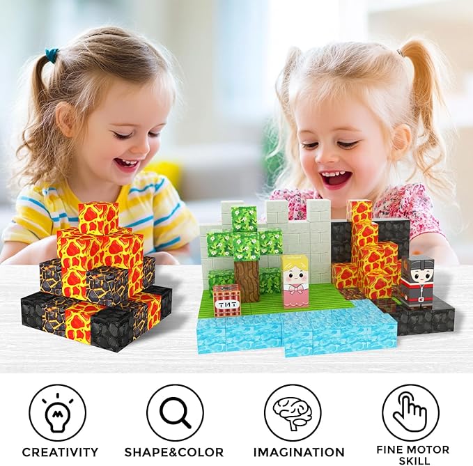 Magnetic Blocks, 100 PCS Building Blocks Set, Magnetic Tiles Building Toys for 3+ Year Old Boys & Girls, STEM Magnetic Building Blocks for Toddlers Kids